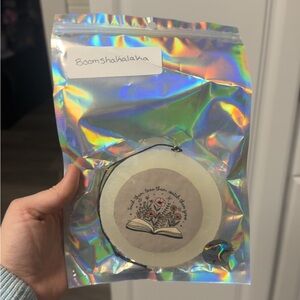 Floral Book-Themed Hanging Car Air Freshener